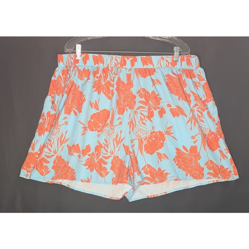 SHEIN CURVE Womens tropical shorts orange blue beachy vacation athletica 4XL